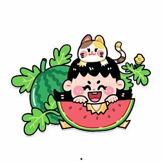 吃瓜的图片卡通,趣味横生的夏日消暑神器